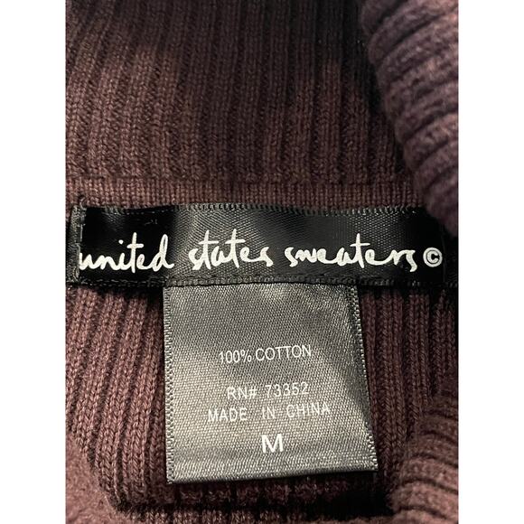 United States Sweaters Med chocolate brown ribbed turtle neck 100% Cotton - Picture 3 of 8